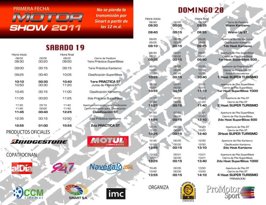 Horario primera fecha 2011